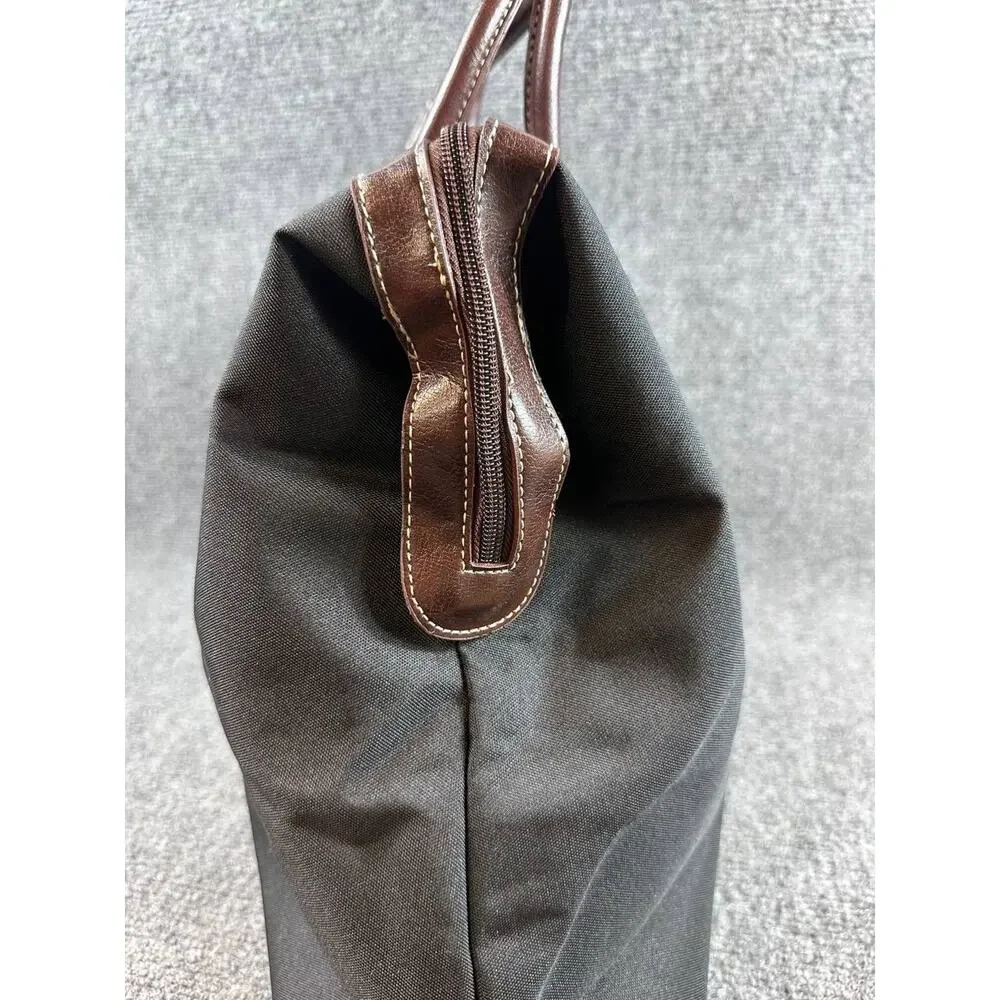 Lancome Black Tote Handbag Brown Handles Zip Top New No Tags